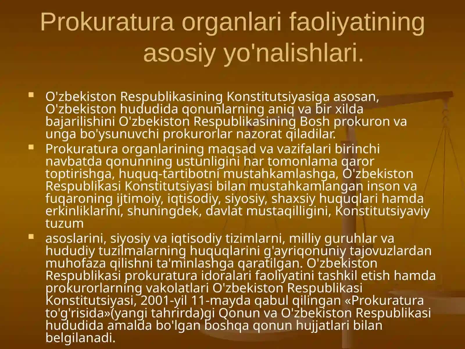 O'zbekiston respublikasidaprokuratura organlarining huquqiy asoslari 2