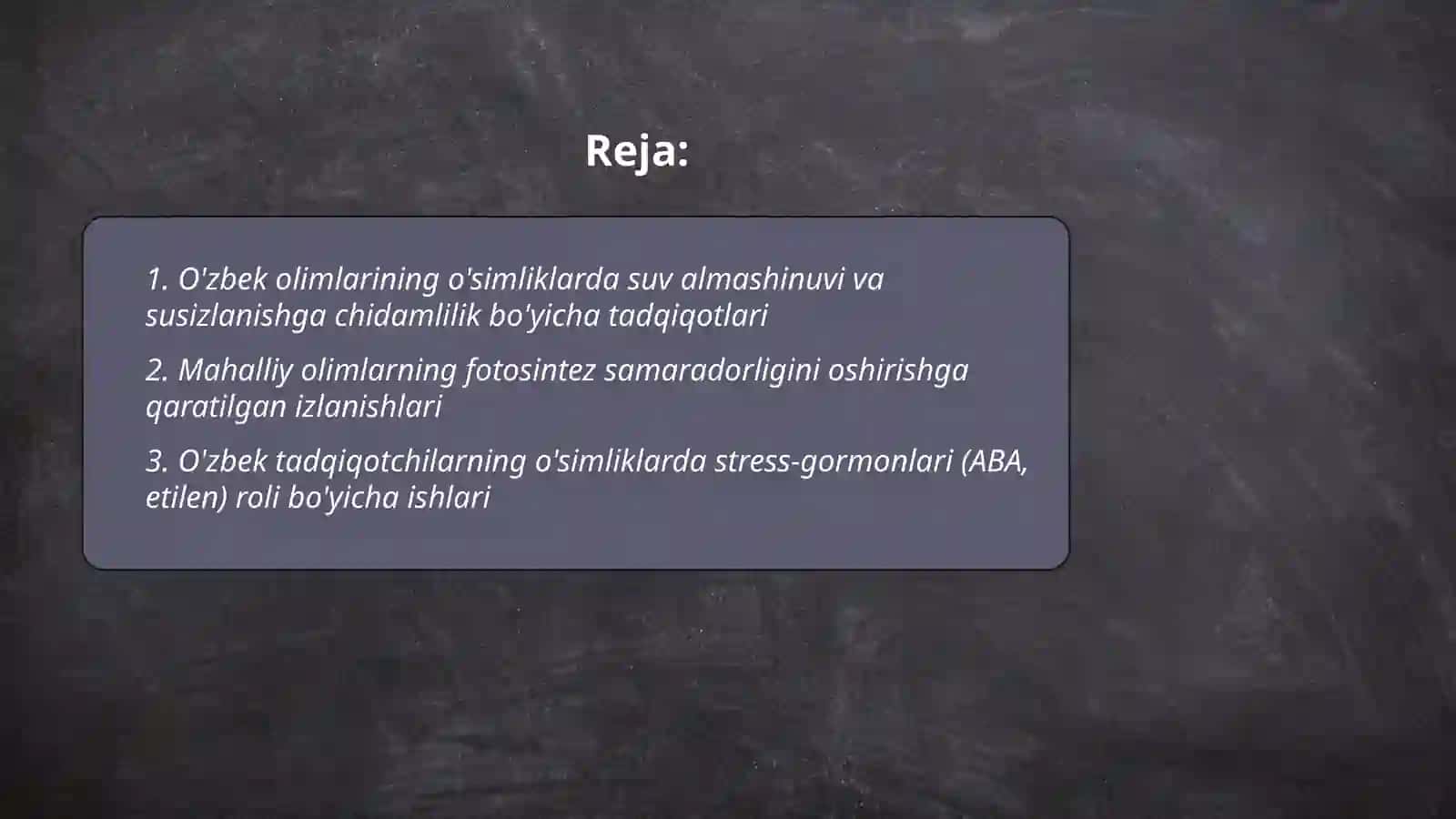 O'simliklar fiziologiyasiga hissa qushgan o'zbek olimlarini olib borgan tadqiqot ishlari 2