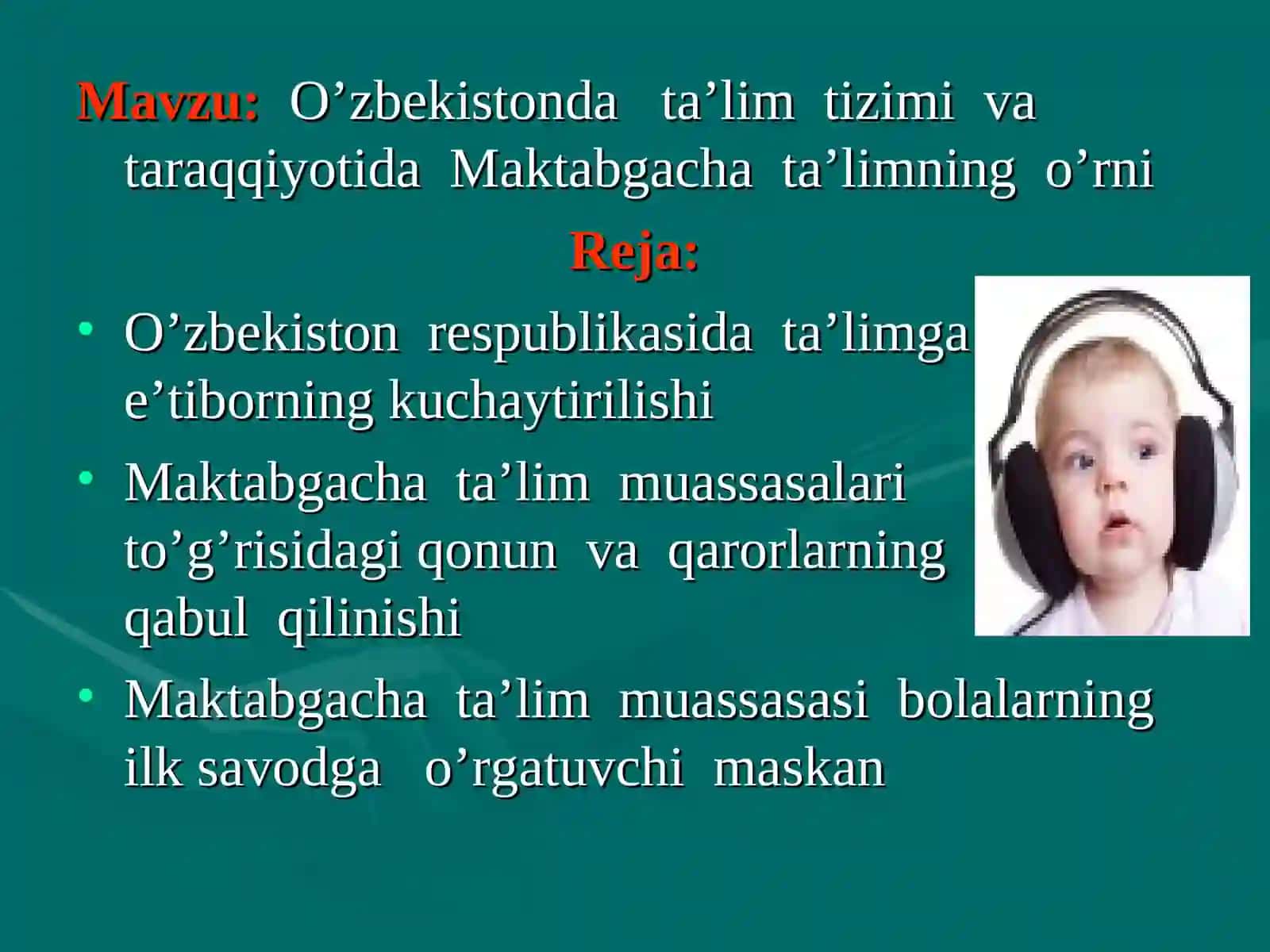 O’zbekistonda ta’lim tizimi va taraqqiyotida Maktabgacha ta’limning o’rni 2