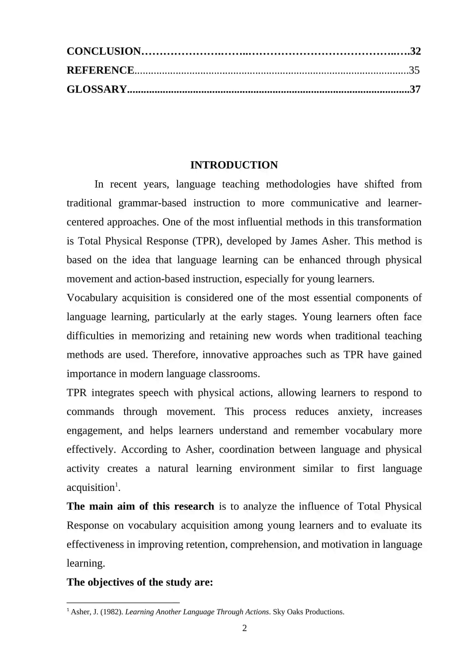 The influence of total physical response (TPR) on young learner vocabulary acquisition 2