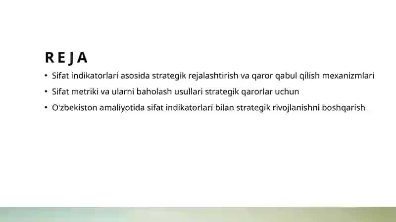 Sifat indikatorlari asosida strategik rejalashtirish va qaror qabul qilish mexanizmlari 2