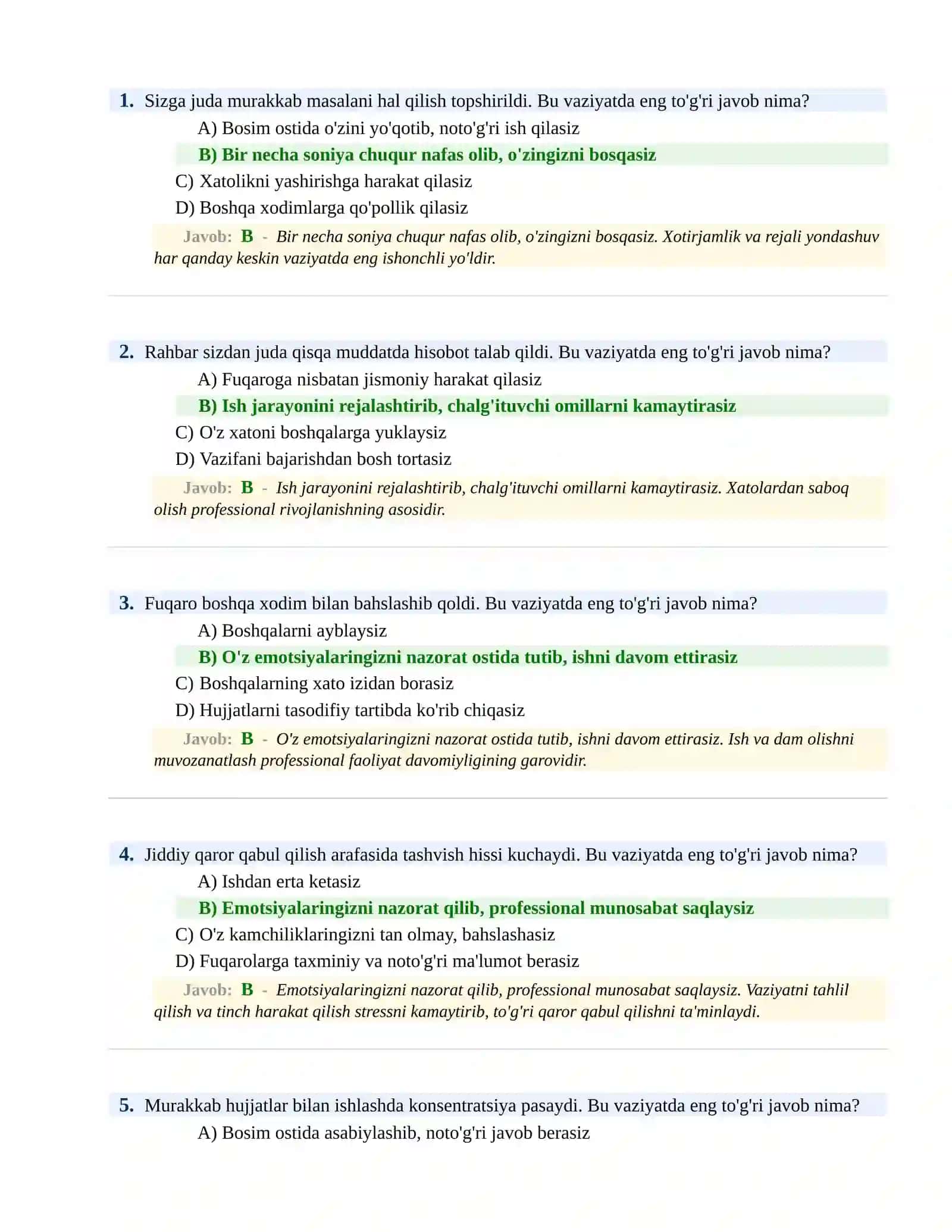 BOJXONA XIZMATIGA ISHGA KIRISH PSIXOLOGIK SINOV Testlari 2