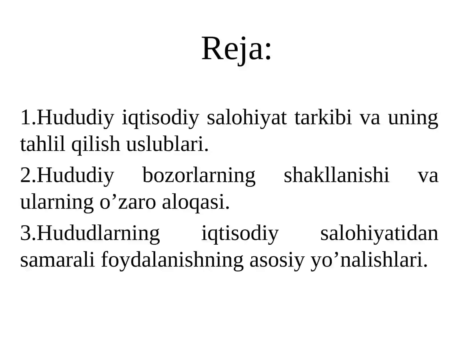 Hududlarning iqtisodiy salohiyati va barqaror iqtisodiy o’sish 2