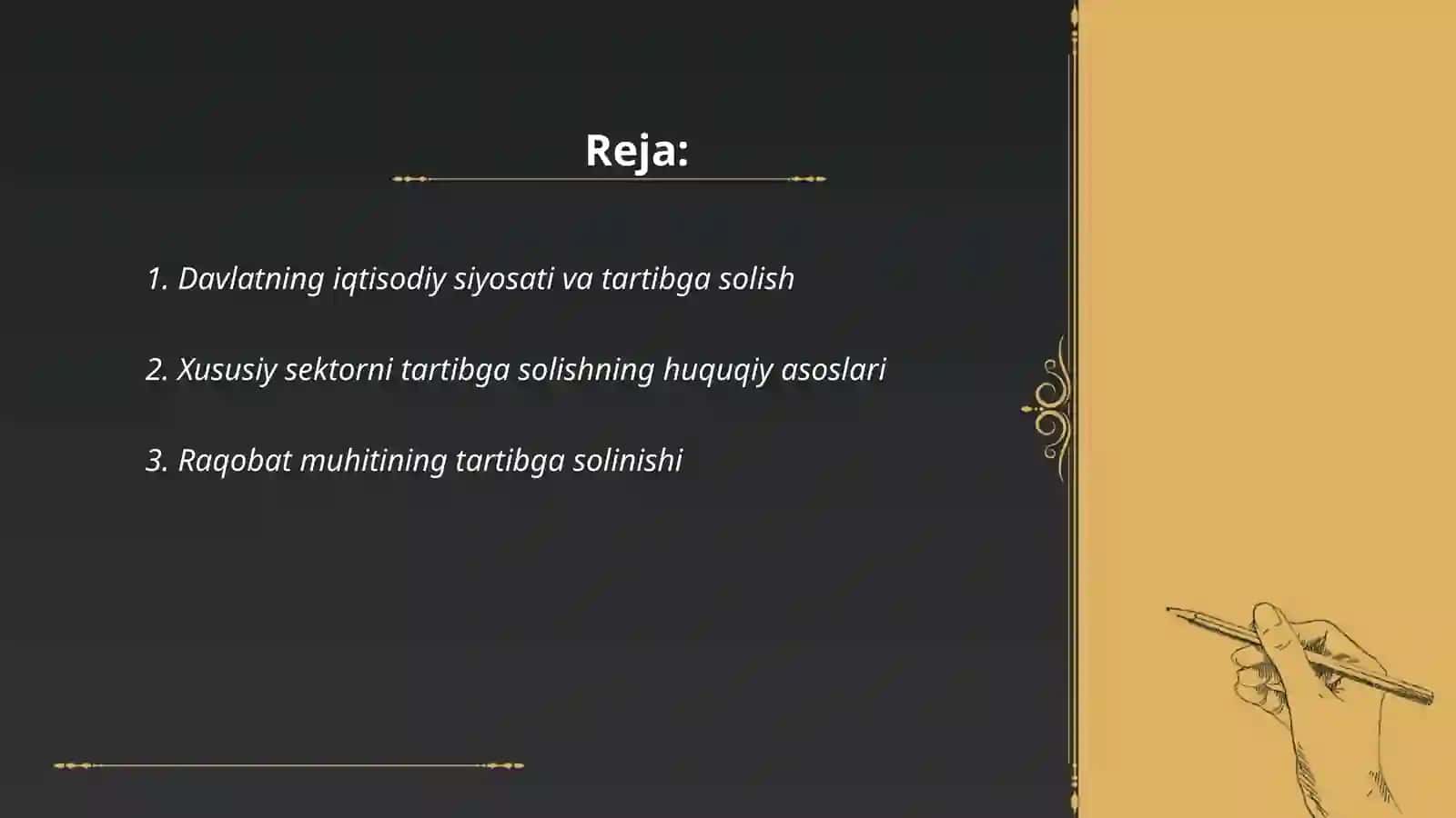 Davlatning xususiy tarmoq va tadbirkorlik faoliyatini tartibga solishning usul va vositalari 2