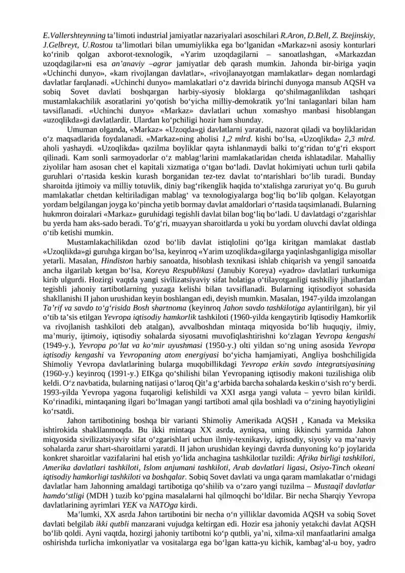HOZIRGI JAMIYATLAR – JAHONIY TIZIM. AXBOROT-TEXNOLOGIK JAMIYAT 2