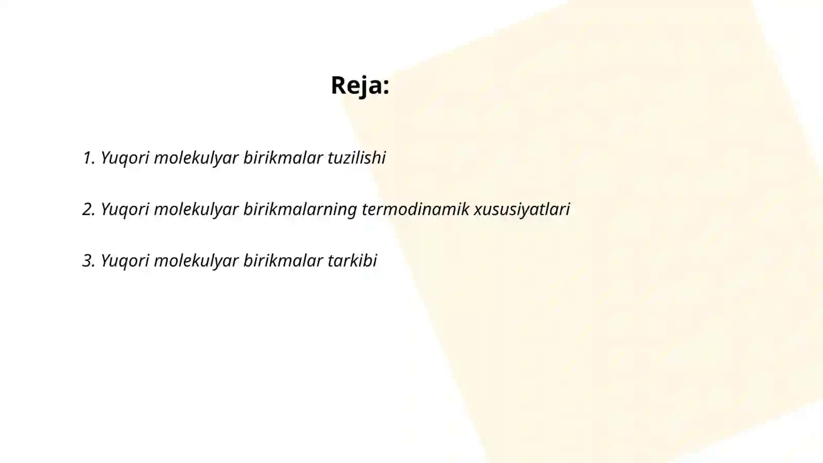 Yuqori Molekulyar Birikmalar Tuzilishi 2
