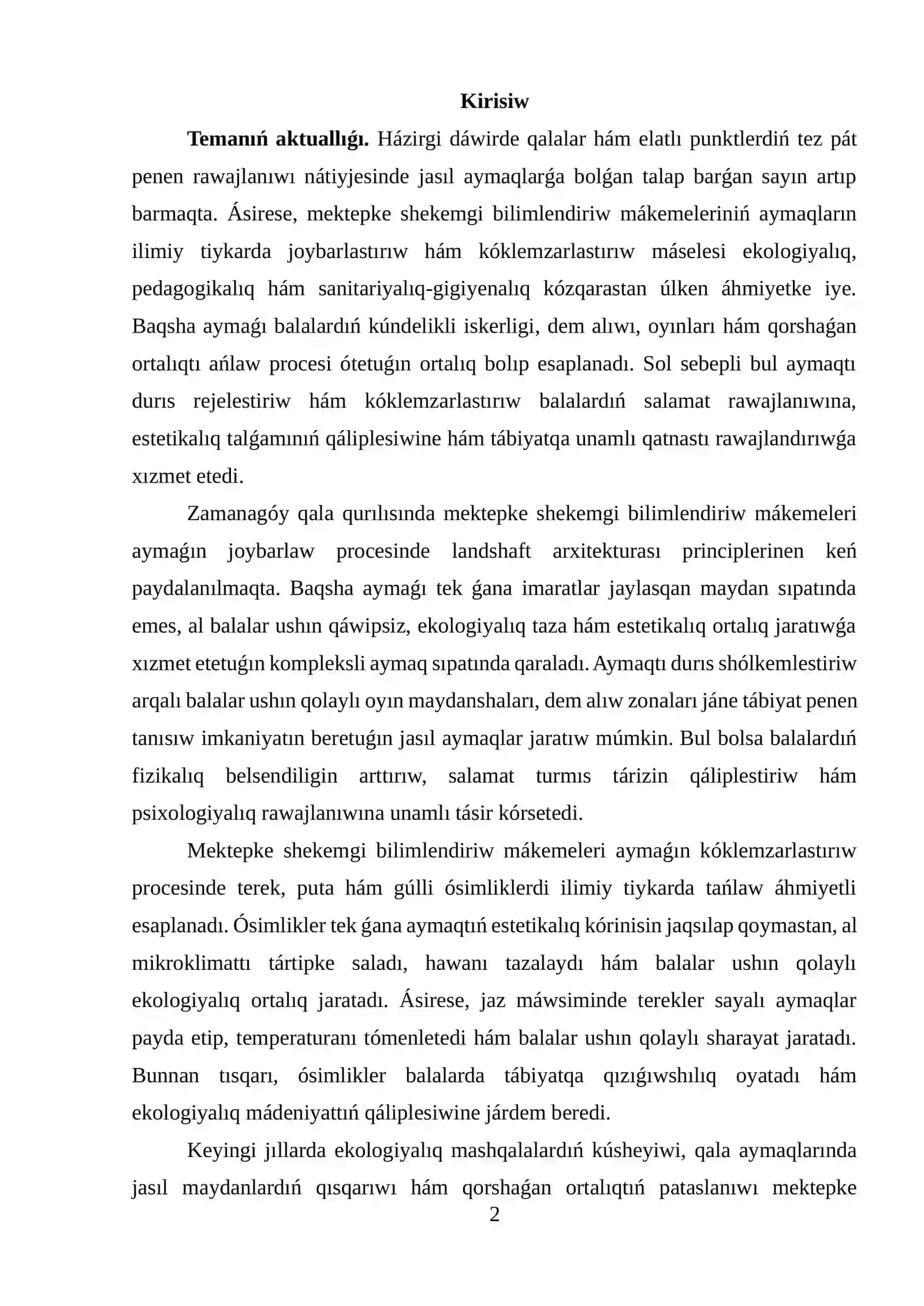 BAQSHALAR AYMAǴINIŃ LANDSHAFT KÓKLEMZARLASTIRIW PRINCIPLERI 2