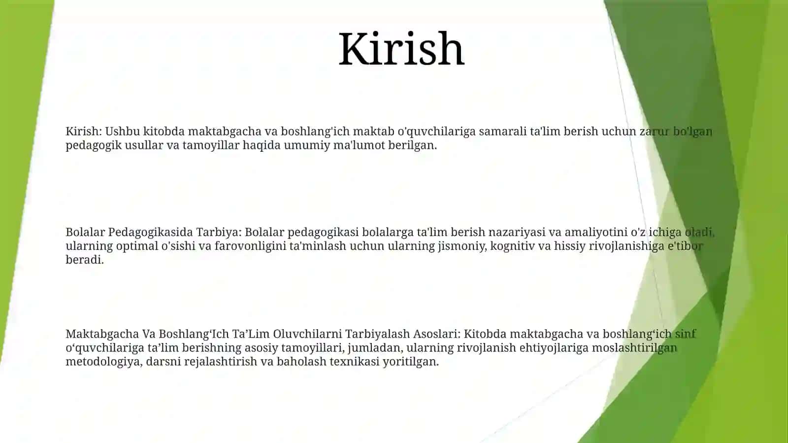Bolalar Pedagogikasida Tarbiya 2