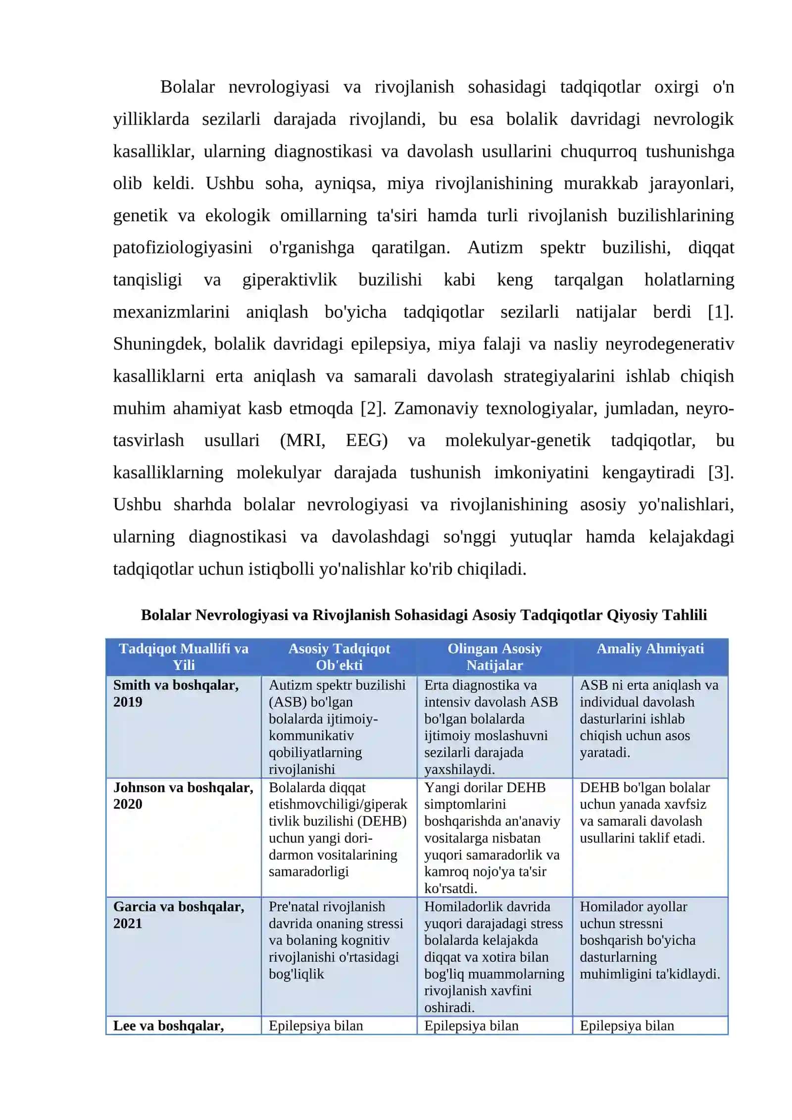 BOLALAR NEVROLOGIYASI VA RIVOJLANISH 2