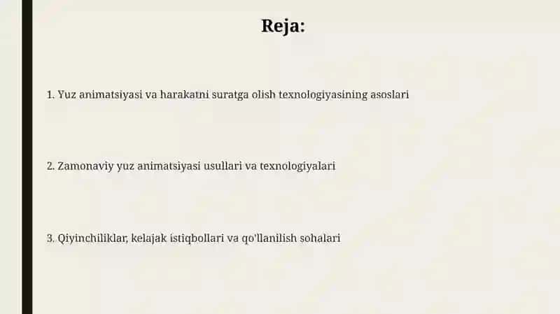 Yuz animatsiyasi va harakatni suratga olish texnologiyasi 2