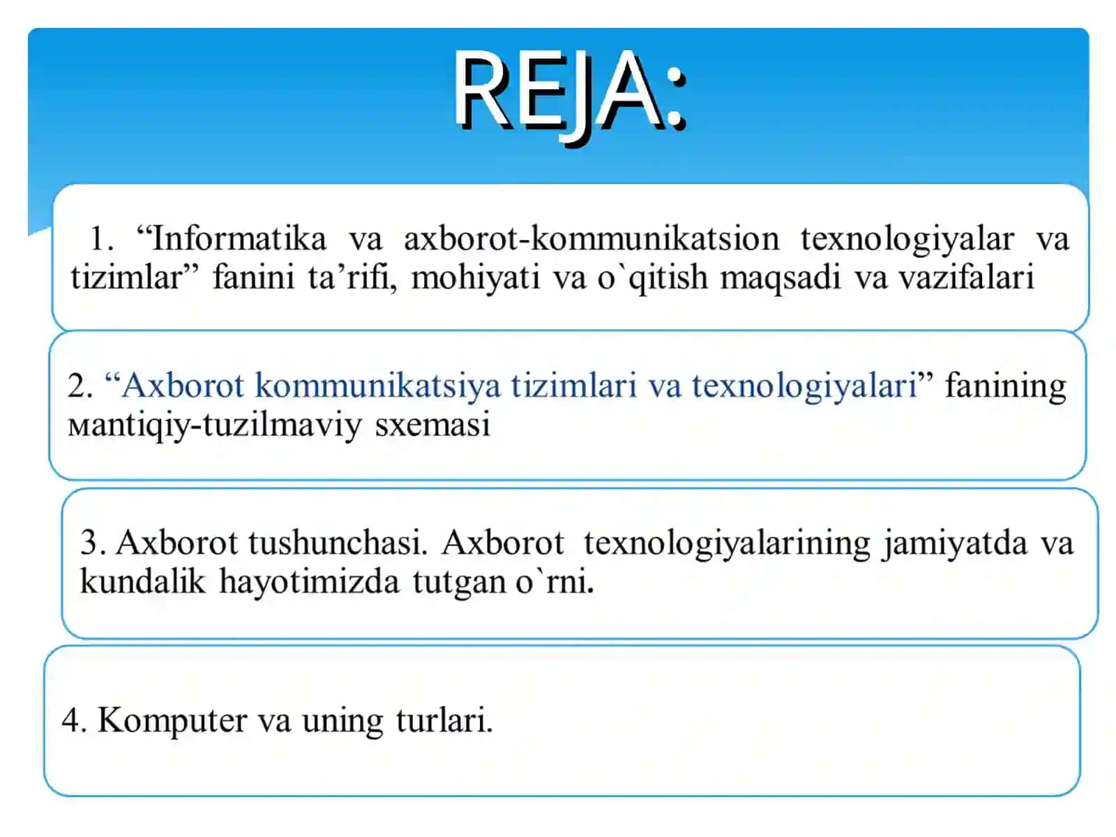 Axborot-kommunikatsiya texnologiyalari va tizimlar 2