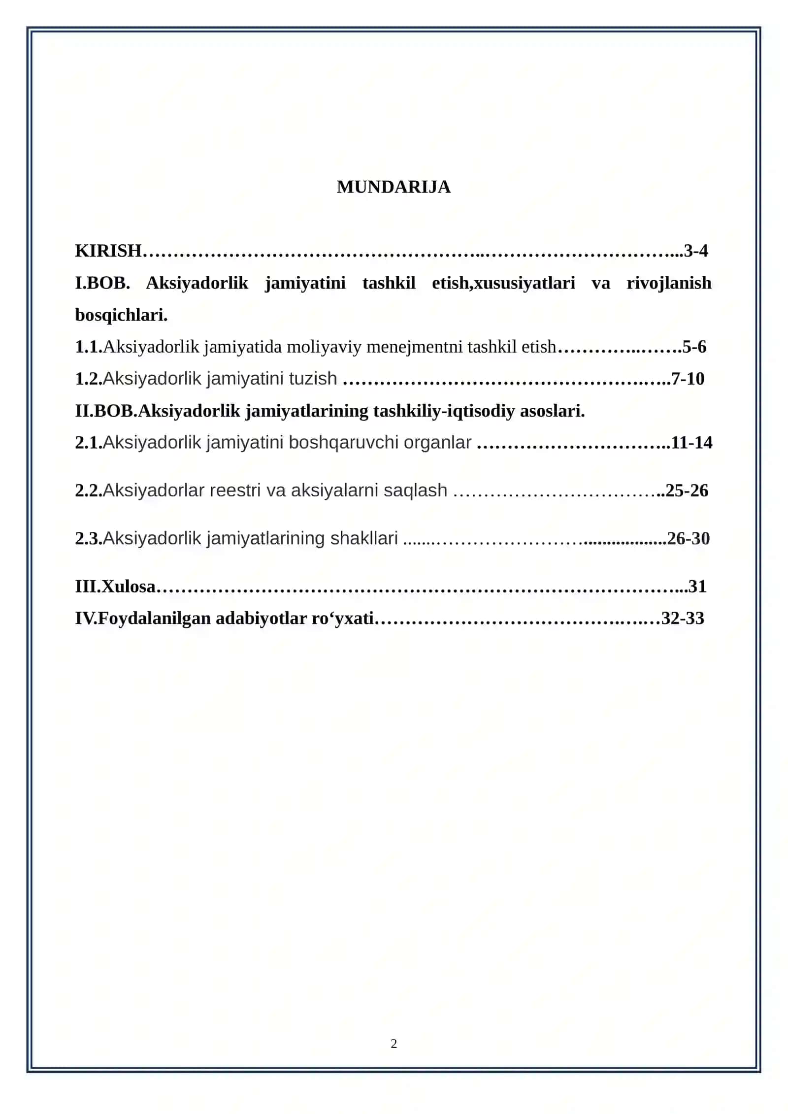 Aksiyadorlik jamiyatlarining tashkiliy-iqtisodiy asoslari 2