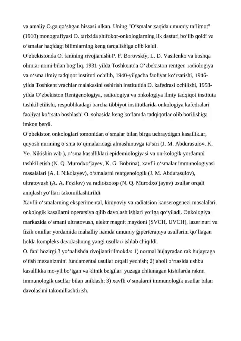 ONKOLOGIYADA REABILITATSIYA USULLARINI O‘ZIGA XOSLIGI 2