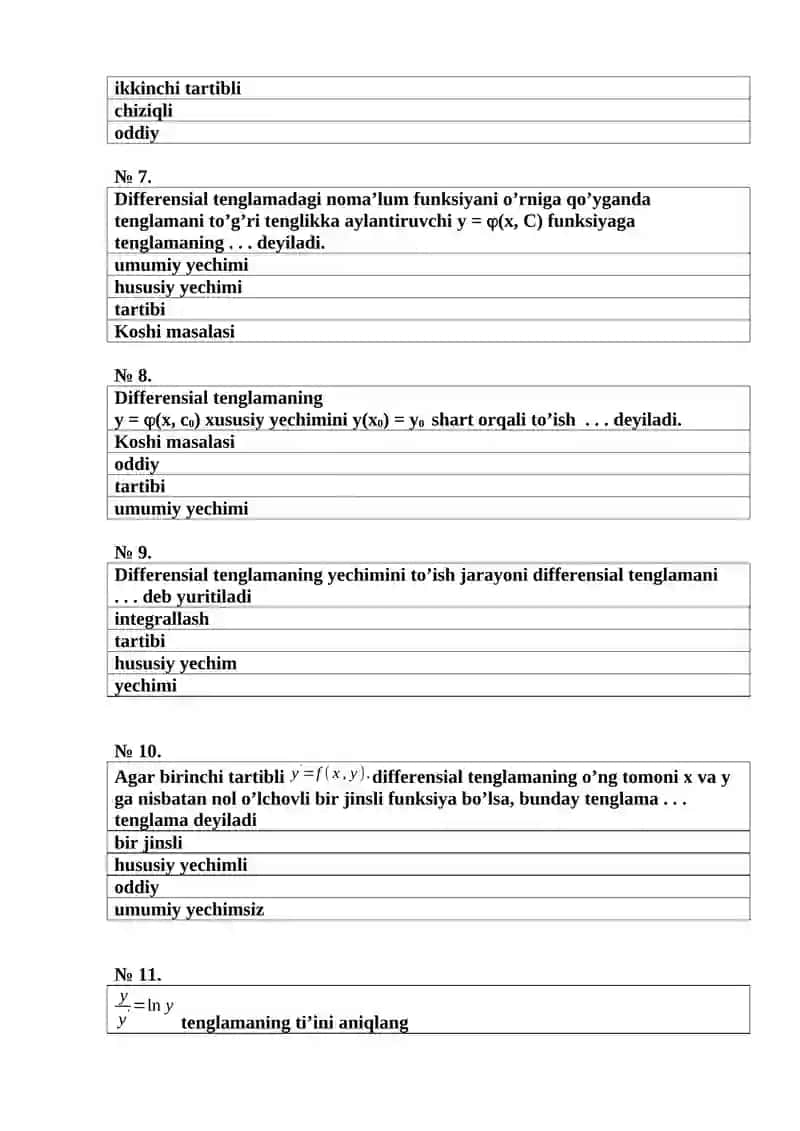 Differensial tenglamalar 2