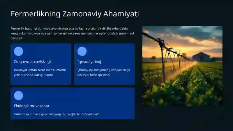Fermerlikning Zamonaviy Ahamiyati 2