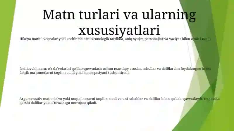 Matn Turlari Va Tarkibi 2
