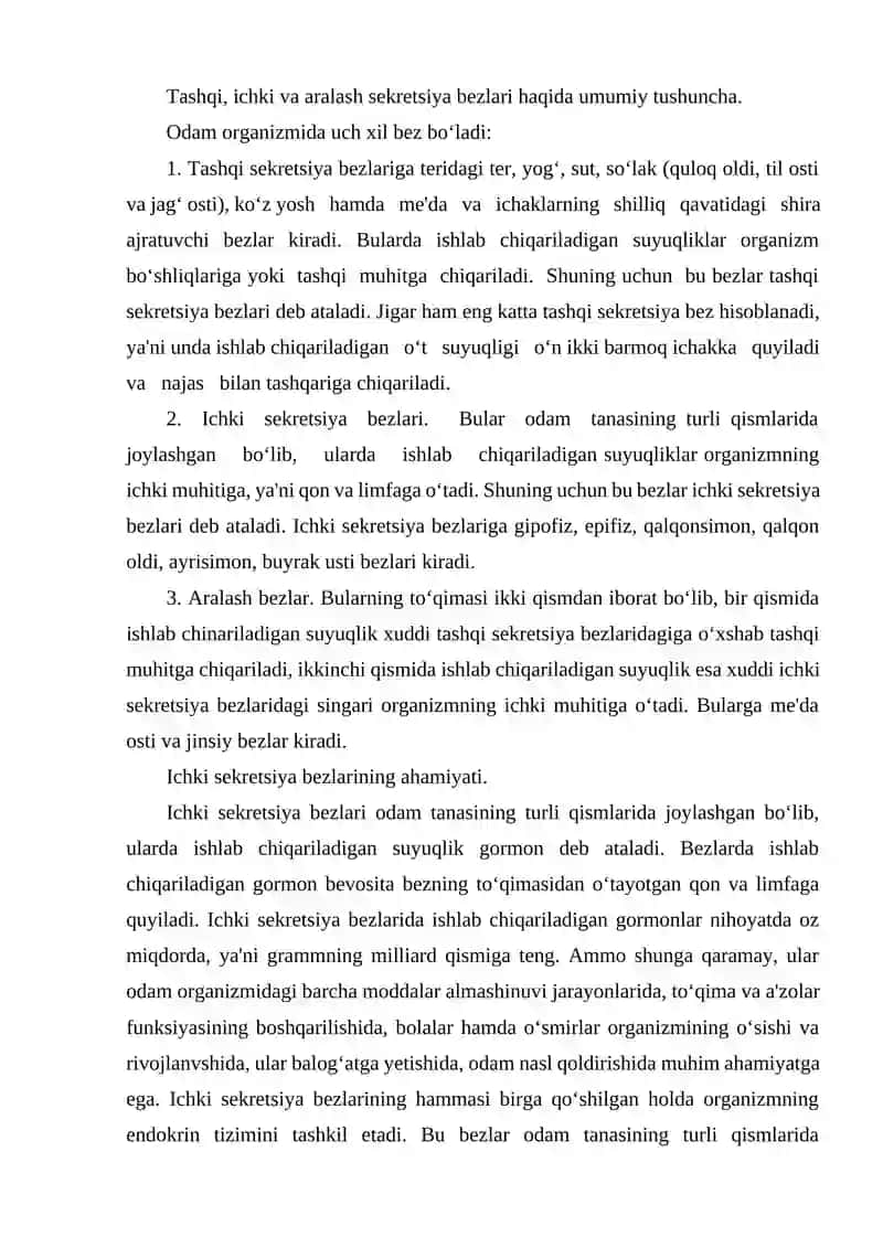 Ichki sekretsiya bezlarining tuzilishi 2