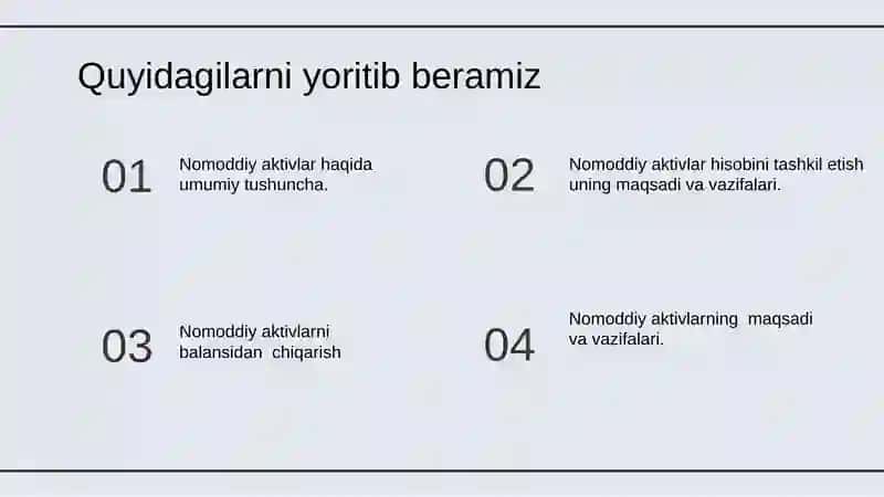 Nomoddiy Aktivlar hisobi 2