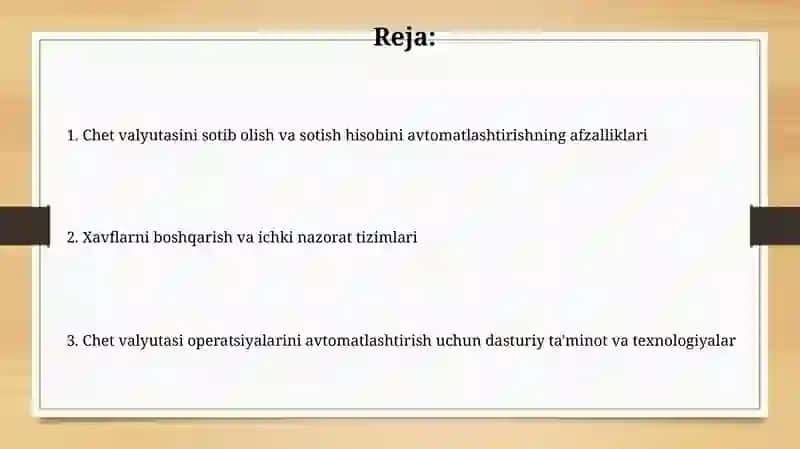 Chet valyutasini sotib olish va sotish buyicha buxgalteriya hisobini avtomatlashtirish 2