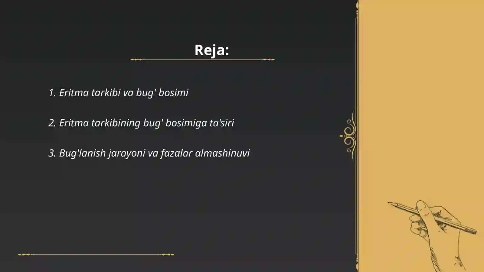Eritma tarkibining bug' tarkibiga bog'liqligi 2