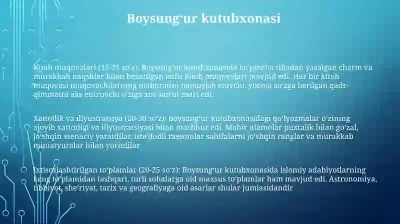 Temuriylar Davrida Kutubxona Turlari Va Tavsifi 2