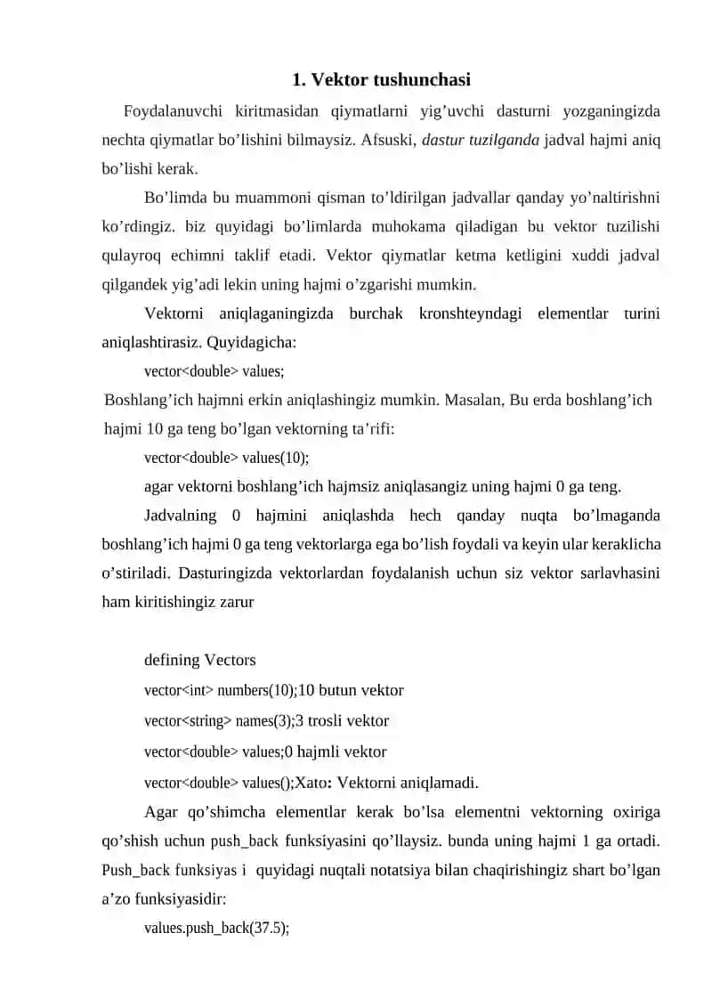 Vektorlar va ko’p o’lchovli massivlar bilan ishlash 2