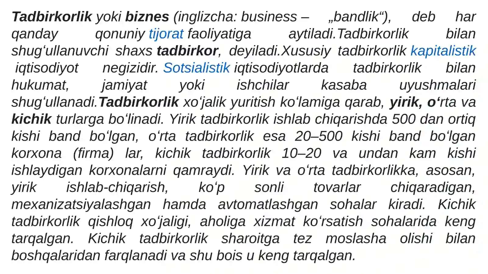 TADBIRKORLIK SHAKLLARI VA UNI TASHKIL ETISH 2