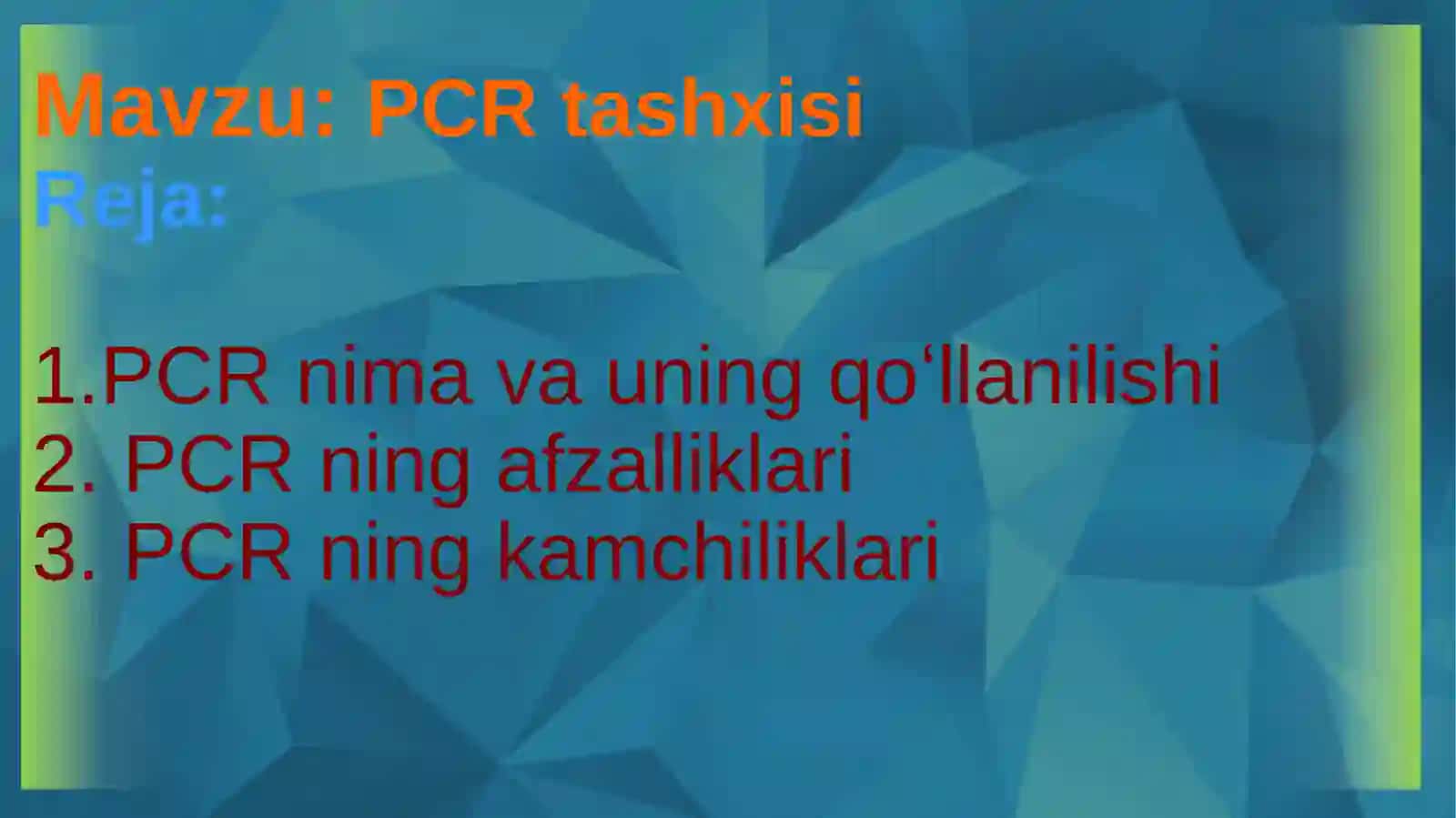 PCR tashxisi 2