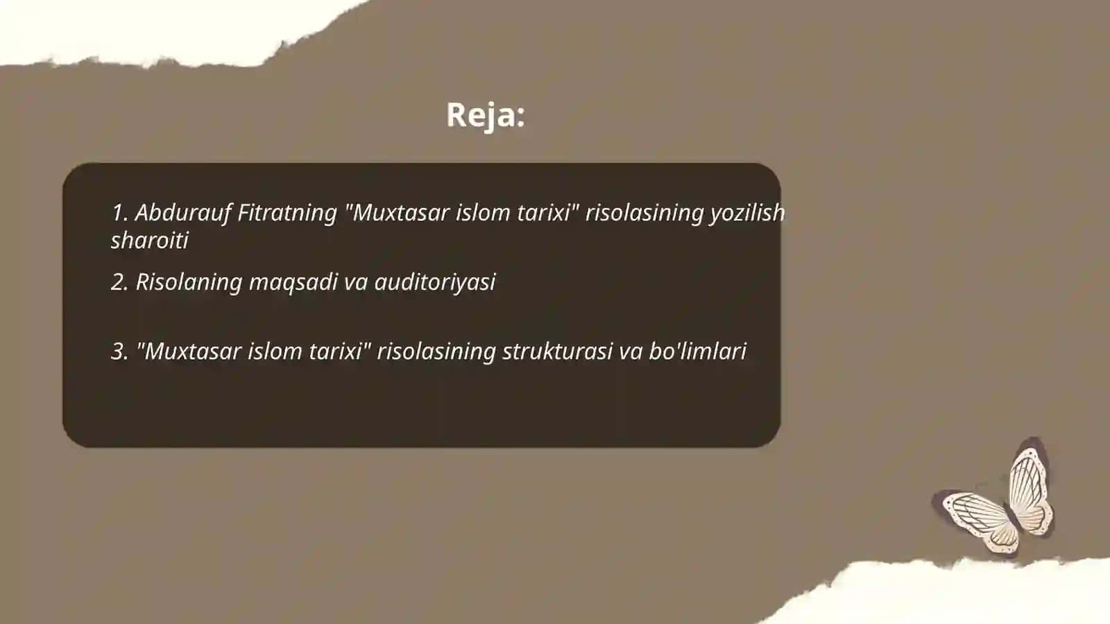 Abdurauf Fitratning "Muxtasar islom tarixi" risolasi 2