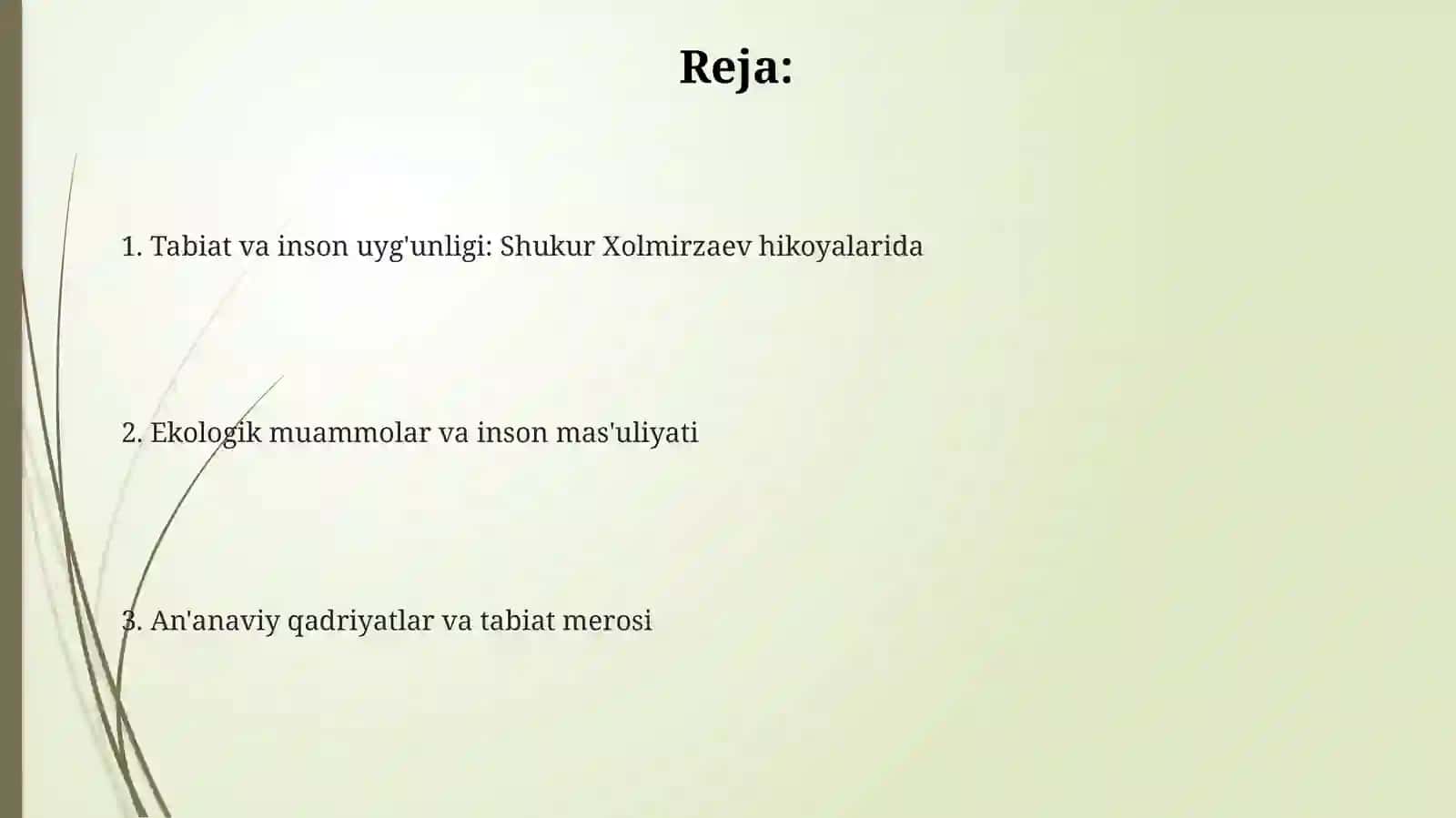 Shukur Xolmirzayev hikoyalarida tabiat va inson munosabati 2