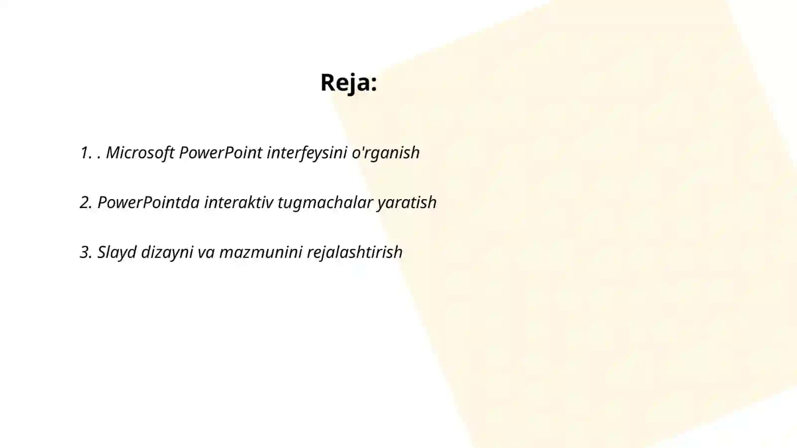 Microsoft PowerPointda oʻrgatuvchi-interaktiv taqdimotlar yaratish 2