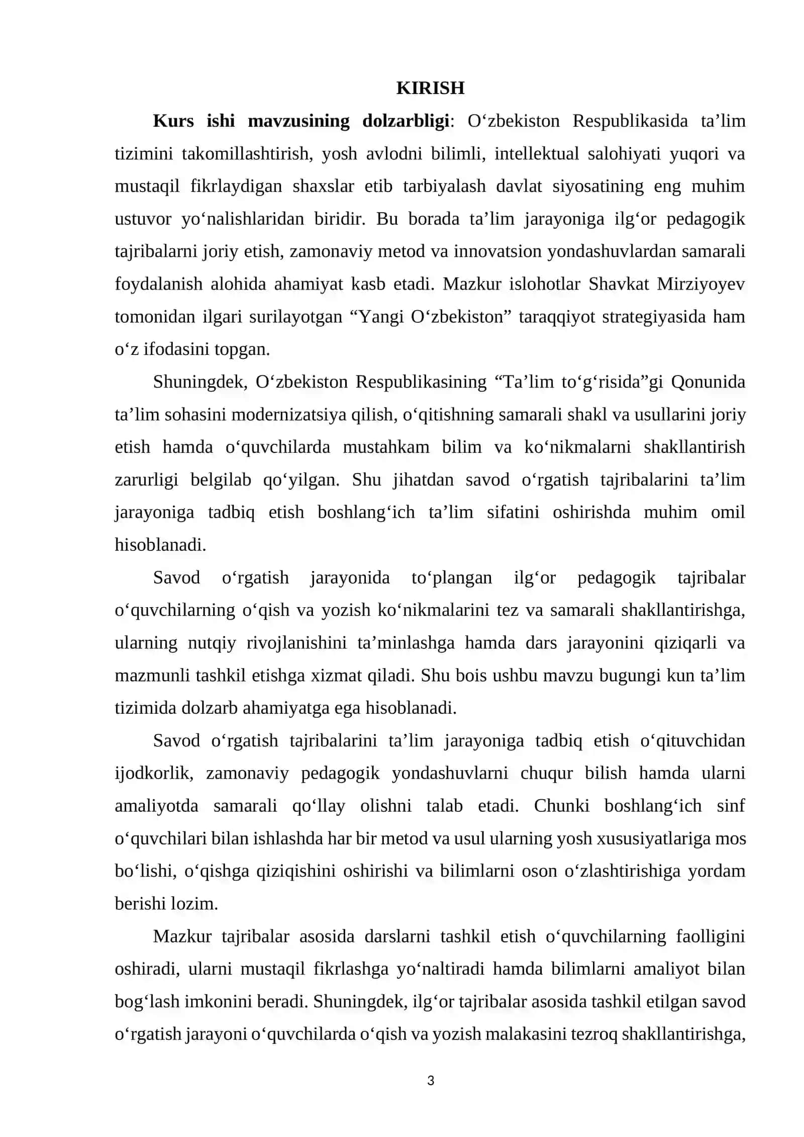 Savod o‘rgatish tajribalarini tadbiq etish 2