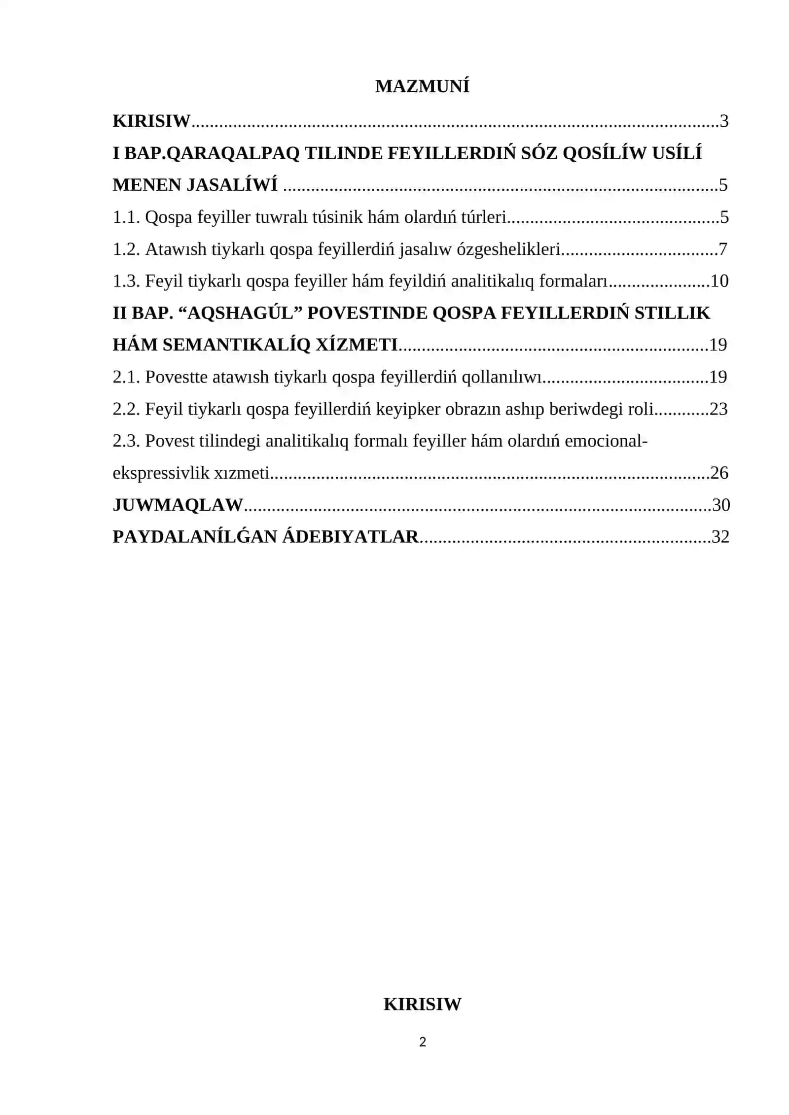 KURS JUMÍSÍ - M.Nızanovtıń “Aqshagúl” povestinde qospa feyillerdiń qollanılıw ózgeshelikleri 2
