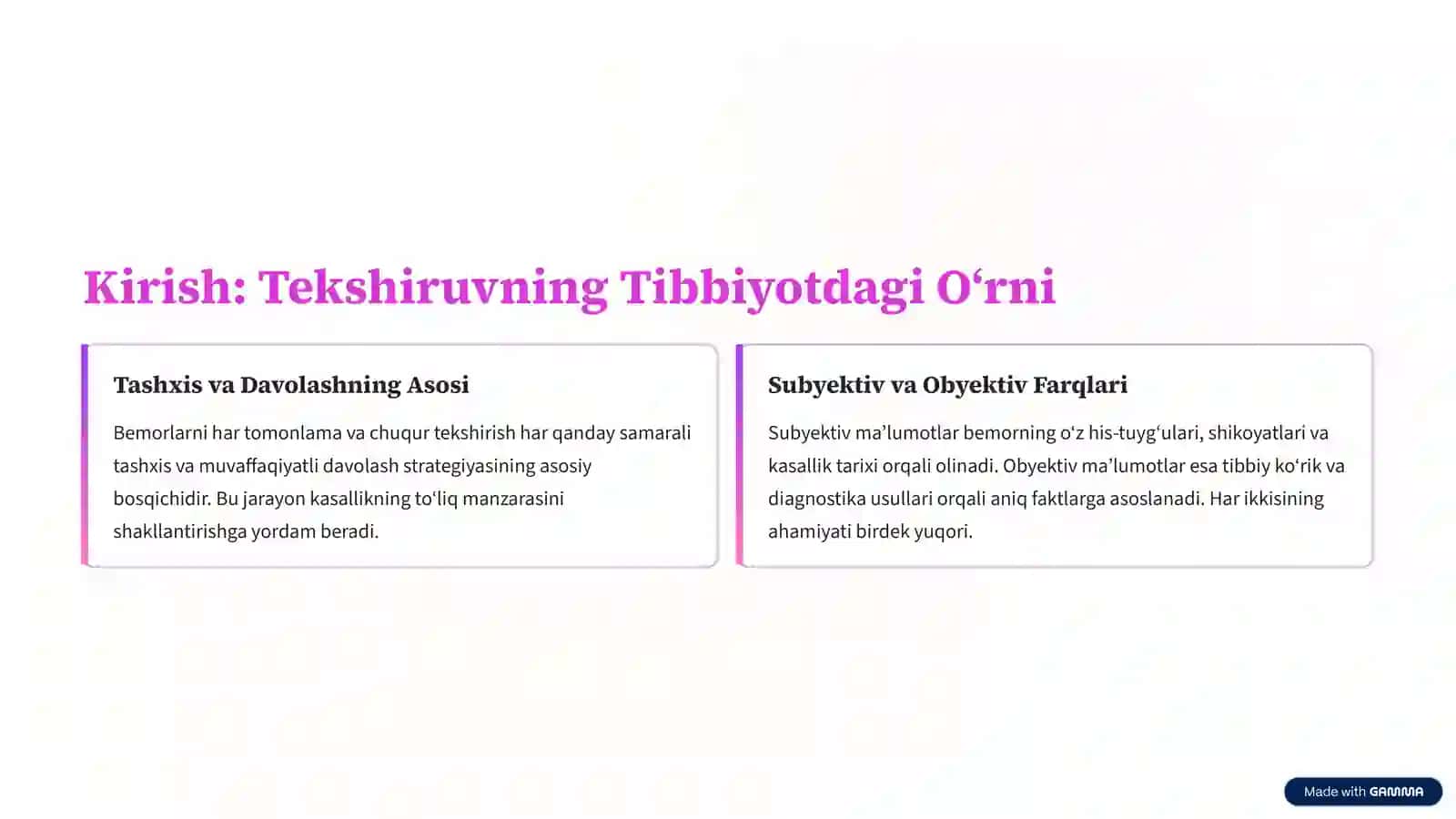 Bemorlarni Subyektiv va Obyektiv Tekshirish Usullari 2