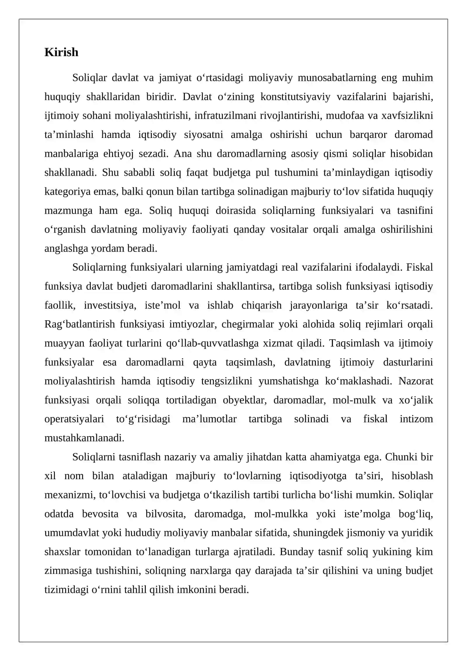 Soliq funksiyalari va tasnifi. 2