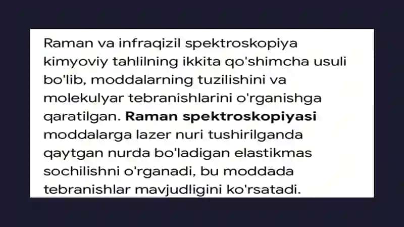 Ruman va infraqizil spektroskopiya taxlil(charxpalak usuli) 2