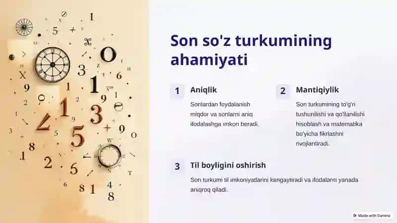Son so'z turkumini o'rganish 2
