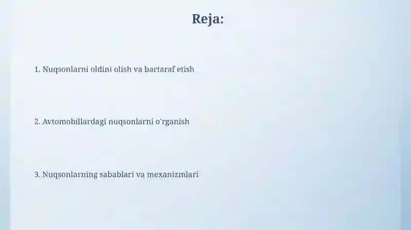 Avtomabillardagi nuqsonlar va ularning sodir bo'lish sabablarini o'rganish 2