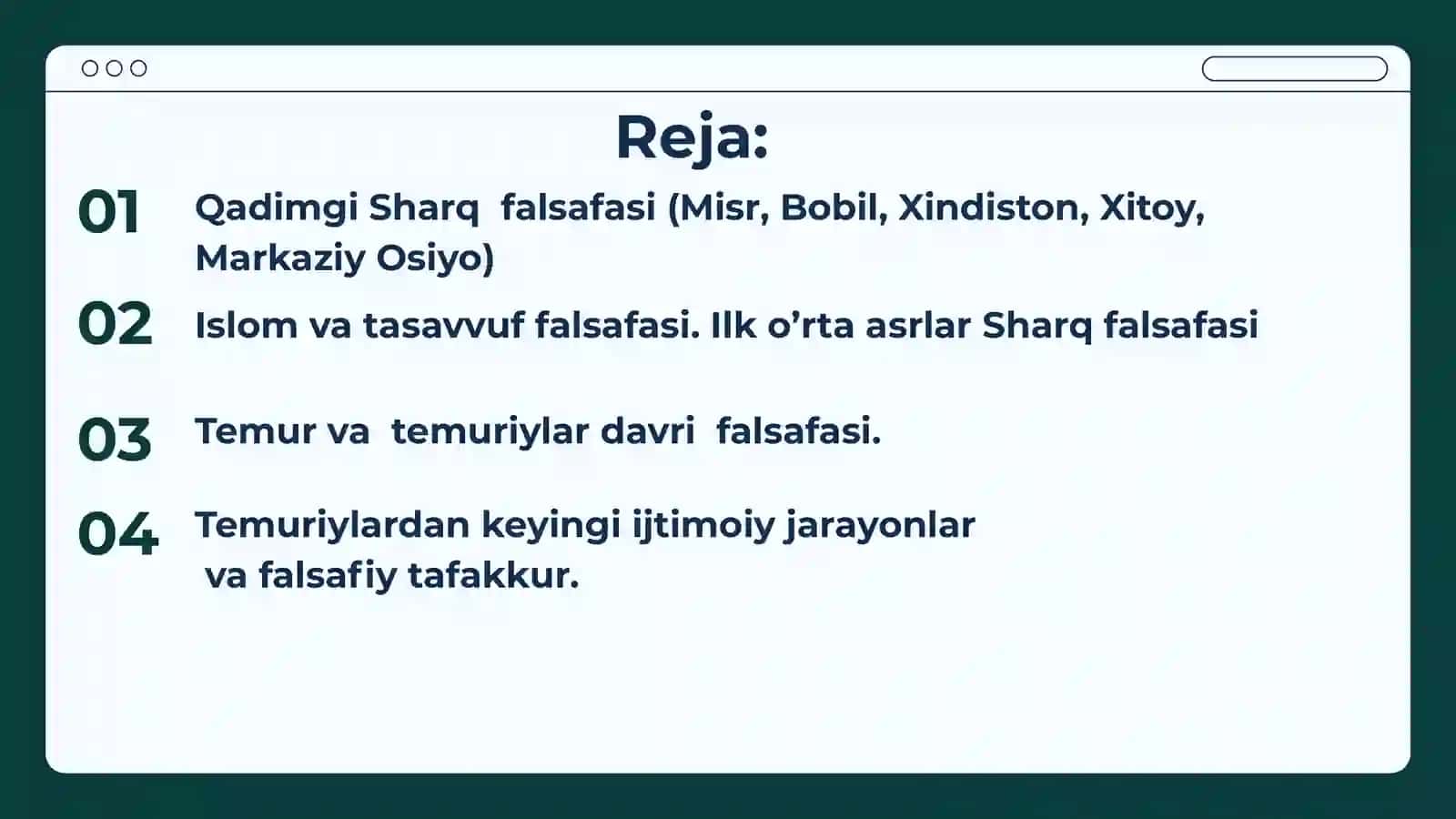 Falsafiy tafakkur taraqqiyot bosqichlari:Sharq falsafasi 2