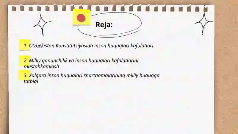 O'zbekistonda inson huquqlari va erkinliklari kafolatining yaratilishi 2