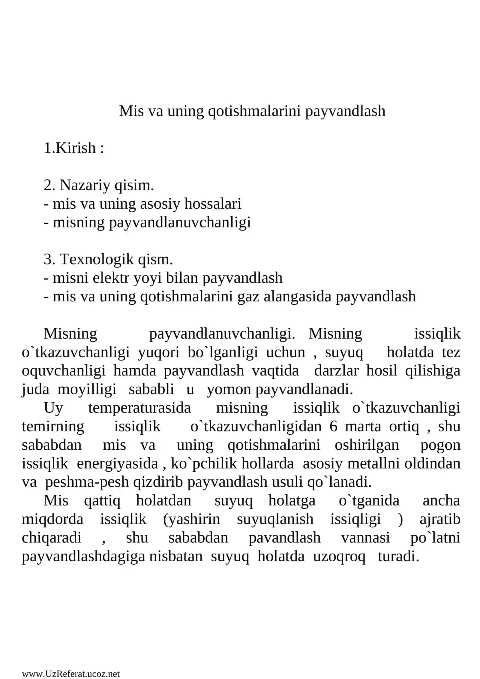 Mis va uning qotishmalarini payvandlash 2