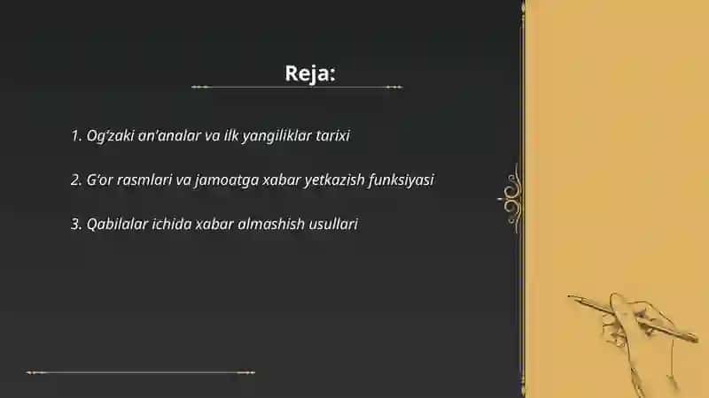 Ogʻzaki anʼanalar va ilk yangiliklar tarixi 2