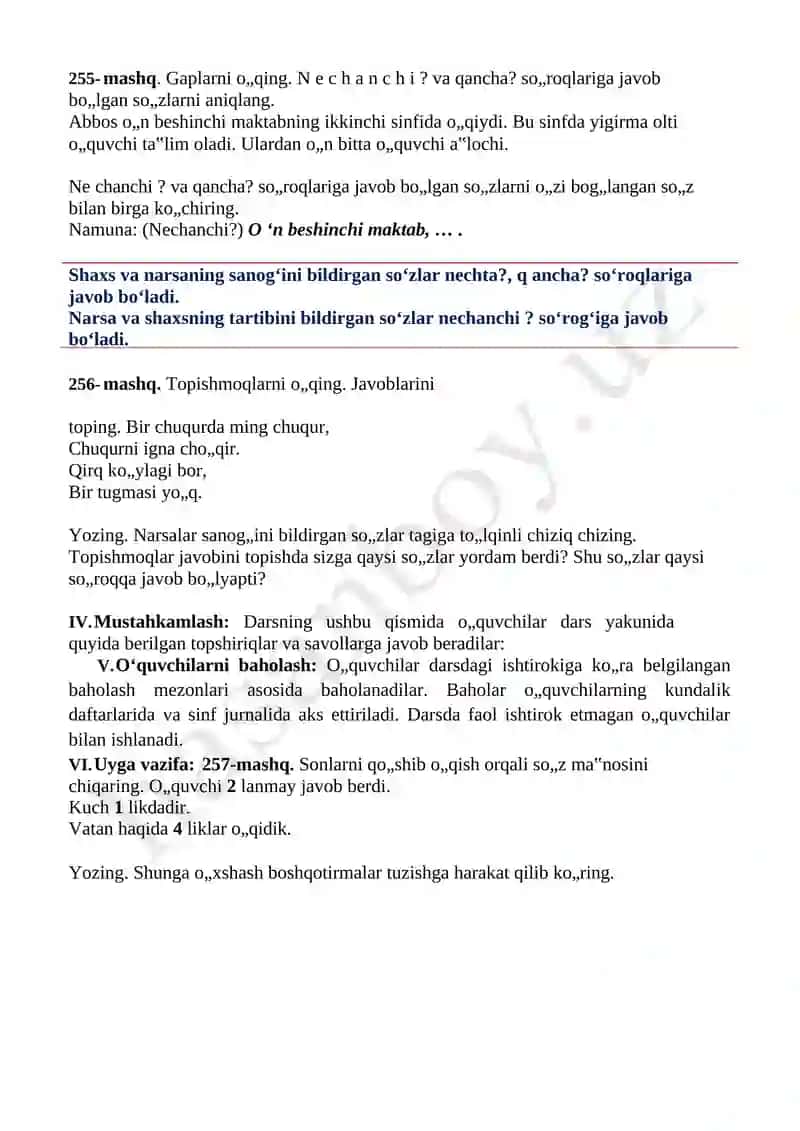 Sanoq va tartibni bildirgan so’zlar 2