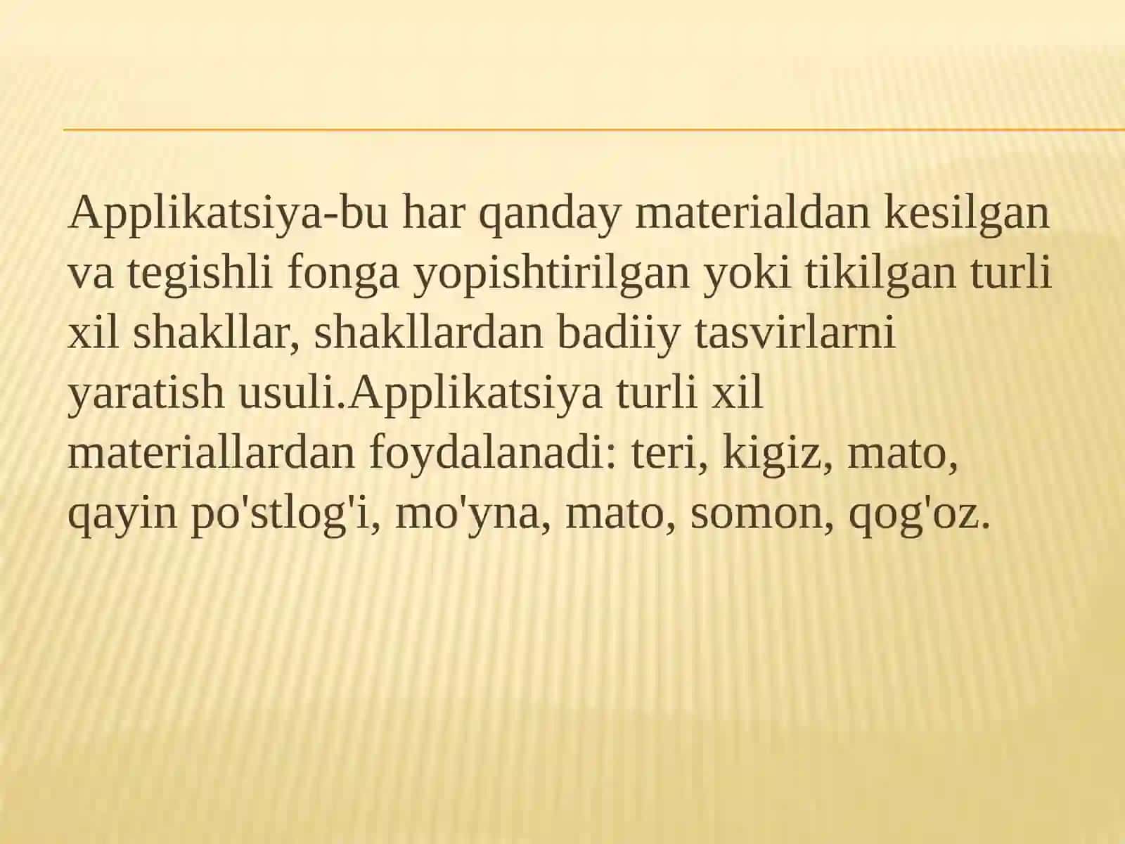 Applikatsiya amaliy san'at turi sifatida MTT da applikatsiya turlari 2