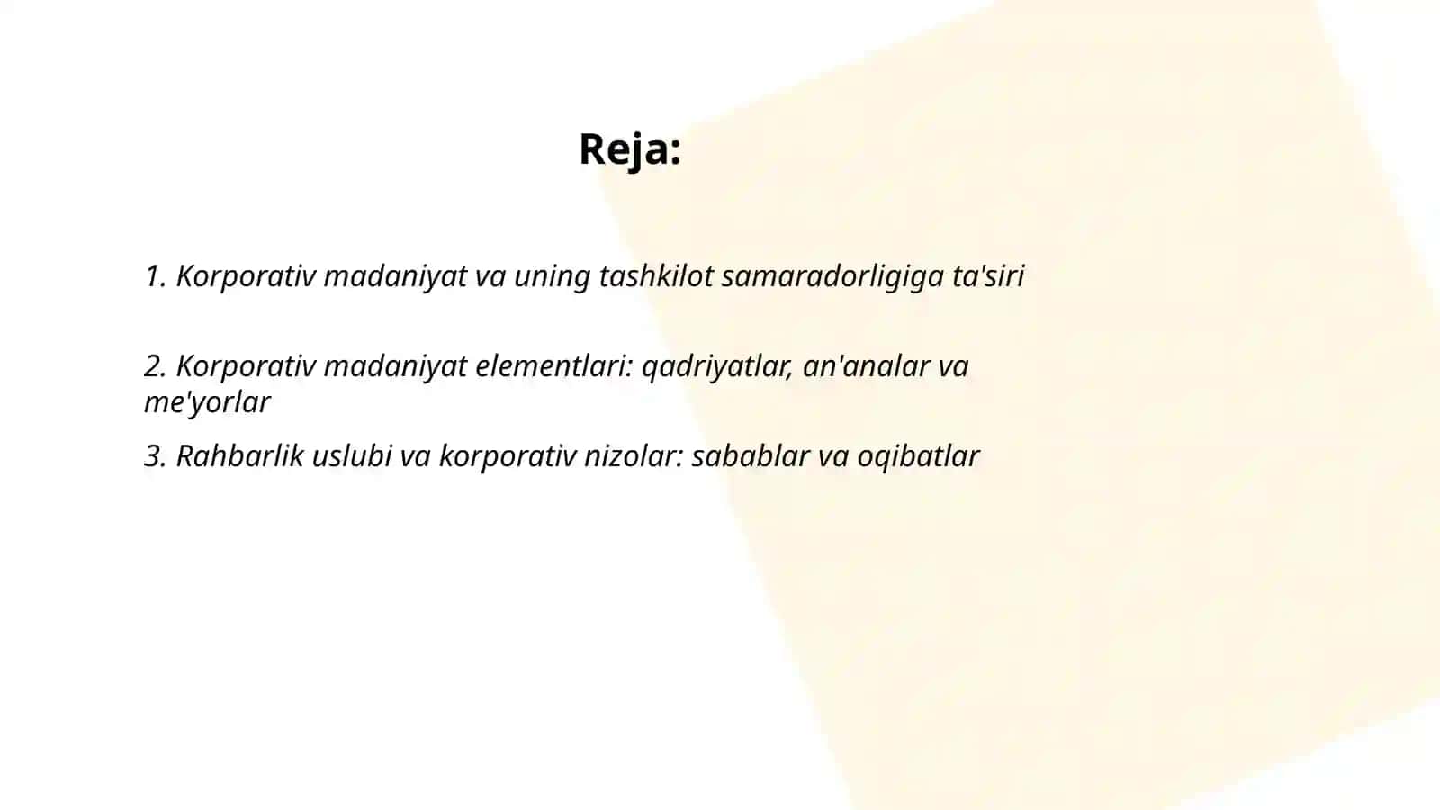 Korporativ madaniyat va korporativ nizolar 2