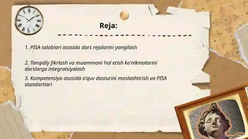 Zamonaviy sharoitda darslarni takomillashtirish yo'llari. PISA baxolash 2
