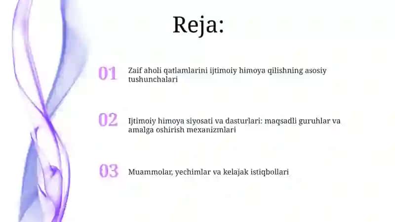 Zaif aholi qatlamlarini ijtimoiy himoya qilishning asosiy tushunchalari 2