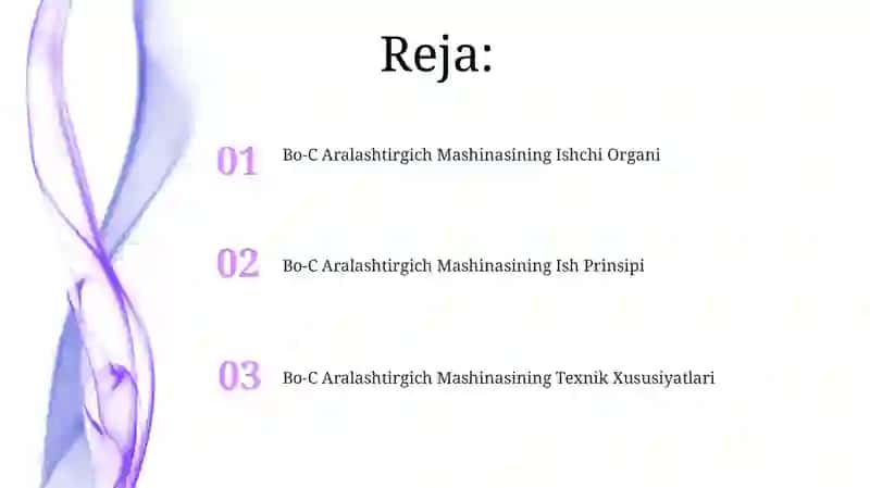 Bo-C Aralashtirgich Mashinasining Texnik Xususiyatlari 2