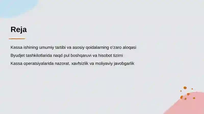 Budjet tashkilotlarida kassa ishini tashkil etish tartibi. 2