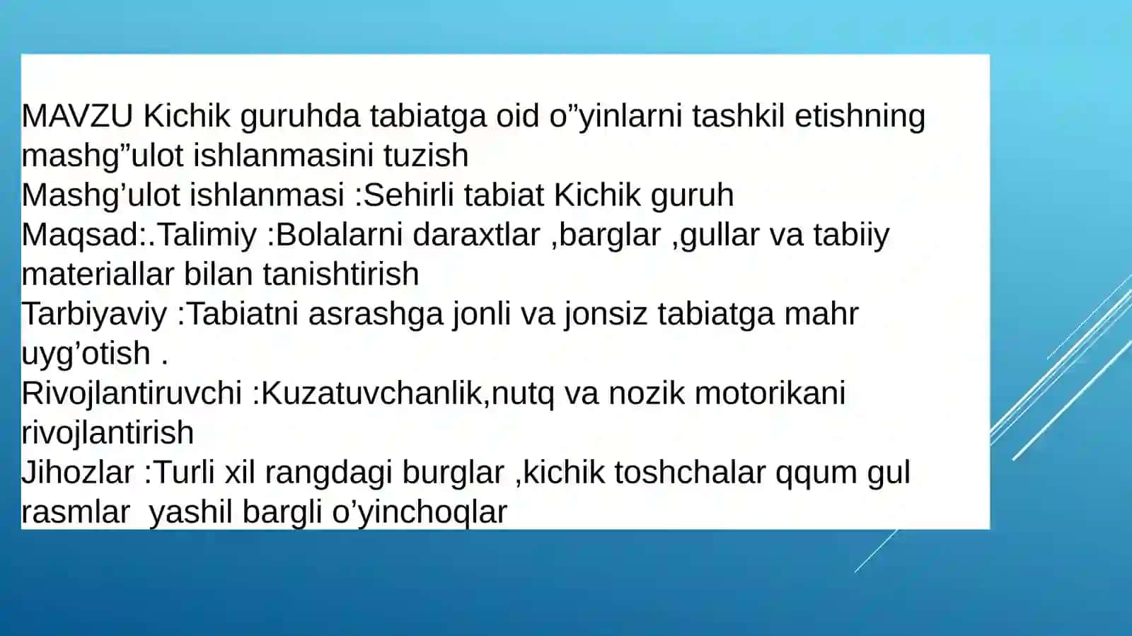 Tabiat bilan tanishtirish fanidan tayyorlagan Mustaqil ishi 2